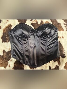 Forever 21 Black Satin Bustier Corset Top